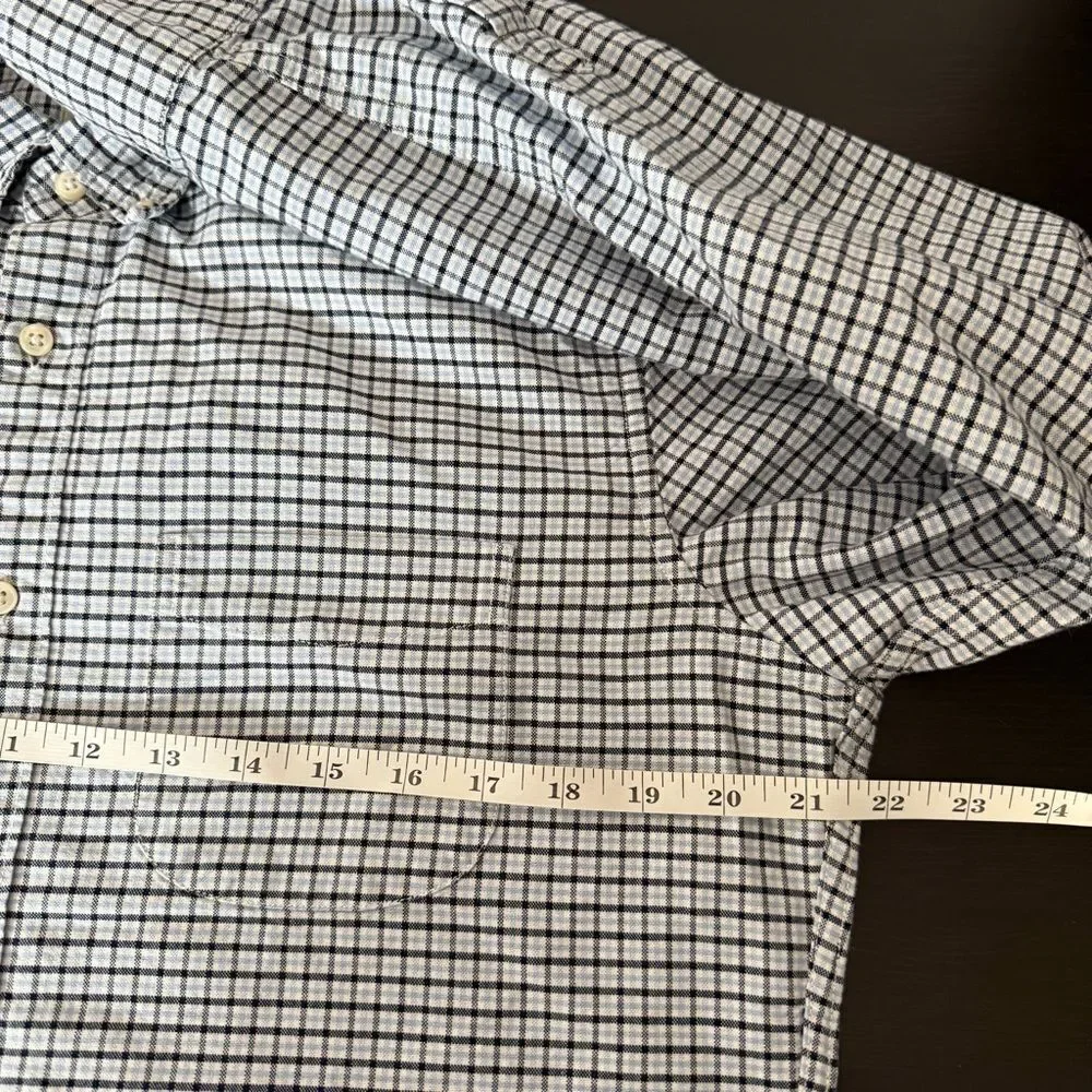 J Crew Oxford Shirt Mens Sz M Gingham Slim Fit 100% Cotton Preppy Office Career